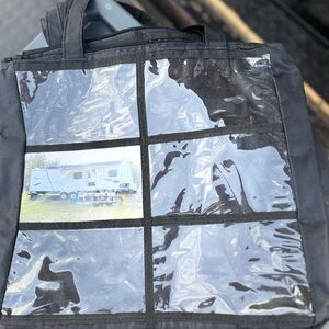 Black Tote Bag with Transparent Panels